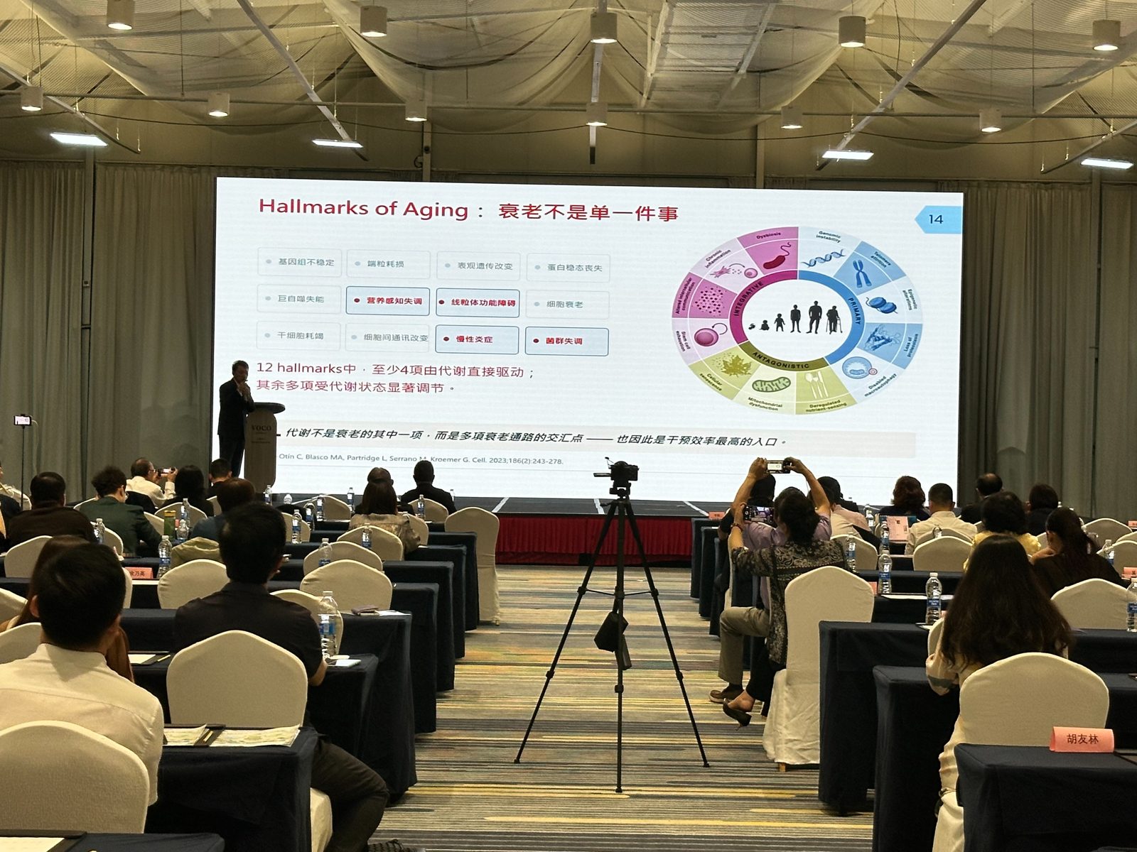 演講投影片：老化十二項特徵（Hallmarks of Aging），其中多項與代謝直接相關